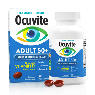 Ocuvite® Adult 50+ Eye วิตามินอาหารเสริมบำรุงตา with Lutein, Zeaxanthin and Omega-3–fromBausch&amp;Lomb 90 เม็ด