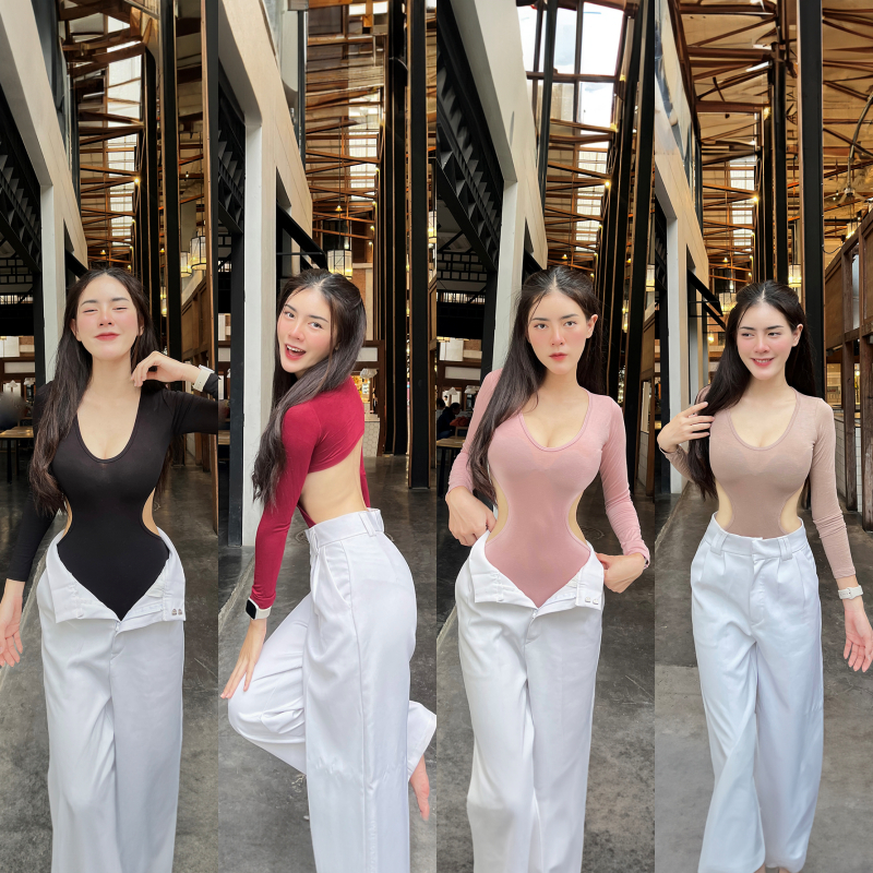 SpinnyHouse บอดี้สูทแขนยาว เว้าเอว ช่วงเป้าเป็นกระดุมแป๊ก แกะได้ เซ็กซี่ม้ากค่าแม้ ต้องมีน้า ใส่ไปทะเล รุ่น 260 M204A