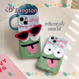 🌈Langton🌸แว่นตา ขาตั้ง ถอดได้ การ์ตูน iphone 11 14 pro max ป้องกันการหล่น ขอบเต็ม น่าสนใจ ตลก case for iPhone 12 13