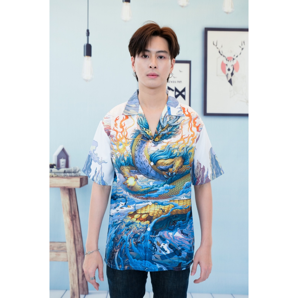 เสื้อฮาวายผ้าไหมอิตาลี พิมพ์ลายสวย สีสดใส ใส่ได้ในทุกโอกาส มีให้เลือก 7 ไซส์น๊าา