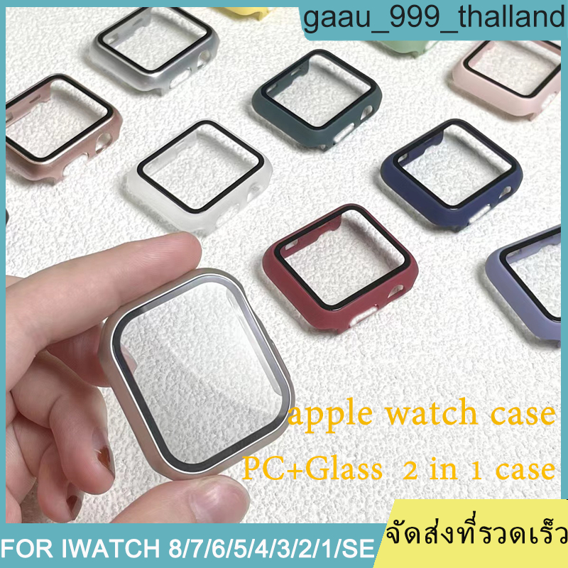PC + เคสกระจก Apple Watch Case สำหรับ iWatch 8/7/6/5/4/3/2/1/SE Watch Case 38mm/41mm/42mm/44mm/45mm/