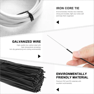 ลวด ลวดรัด ลวดเหล็กเคลือบพลาสติก สีดำ ขนาด 2.2mm (15/20cm) ใช้รัดถุง สายไฟ ตกแต่งต้นไม้ หรือสิ่งของเครื่องใช้ต่างๆ