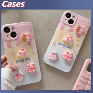 คูปองเคลม🎀เคสไอโ case for iphone 11 12 หมูการ์ตูนน่ารักสามมิติ เคส 14 13 12 11 pro max imdเคสมือถือกันตก