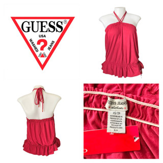 Guess(เกสส์) เสื้อเกาะอก คล้องคอ ผู้หญิง สีแดง ผ้านิ่ม ไซส์XS อก28-36