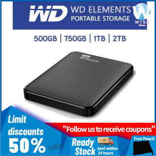จัดส่งภายใน 24 ชั่วโมง! WD HDD ฮาร์ดไดรฟ์ภายนอก  2TB/1TB USB3.0 External Hard Disk ฮาร์ดดิสพกพา รับประกัน 3 ปี