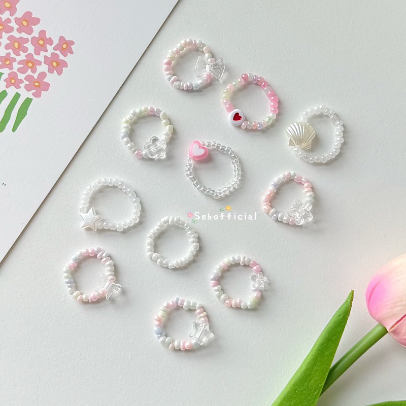 Sebofficial | ♡ Ring beads 💍 | แหวนลูกปัด แหวนสไตล์เกาหลี 🌷💟⸝ ⸝ 🛋