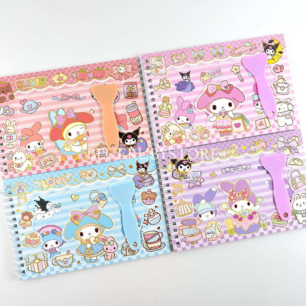 DIY สมุดสติกเกอร์ + ไม้รีดสติกเกอร์ ลายการ์ตูน ฝึกสมาธิ เพิ่มความคิดสร้างสรรค์