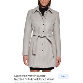 CALVIN KLEIN Womens Snap Zipper Club-Collar Coat เสื้อโค้ท ผู้หญิง คาลวิน ไคลน์