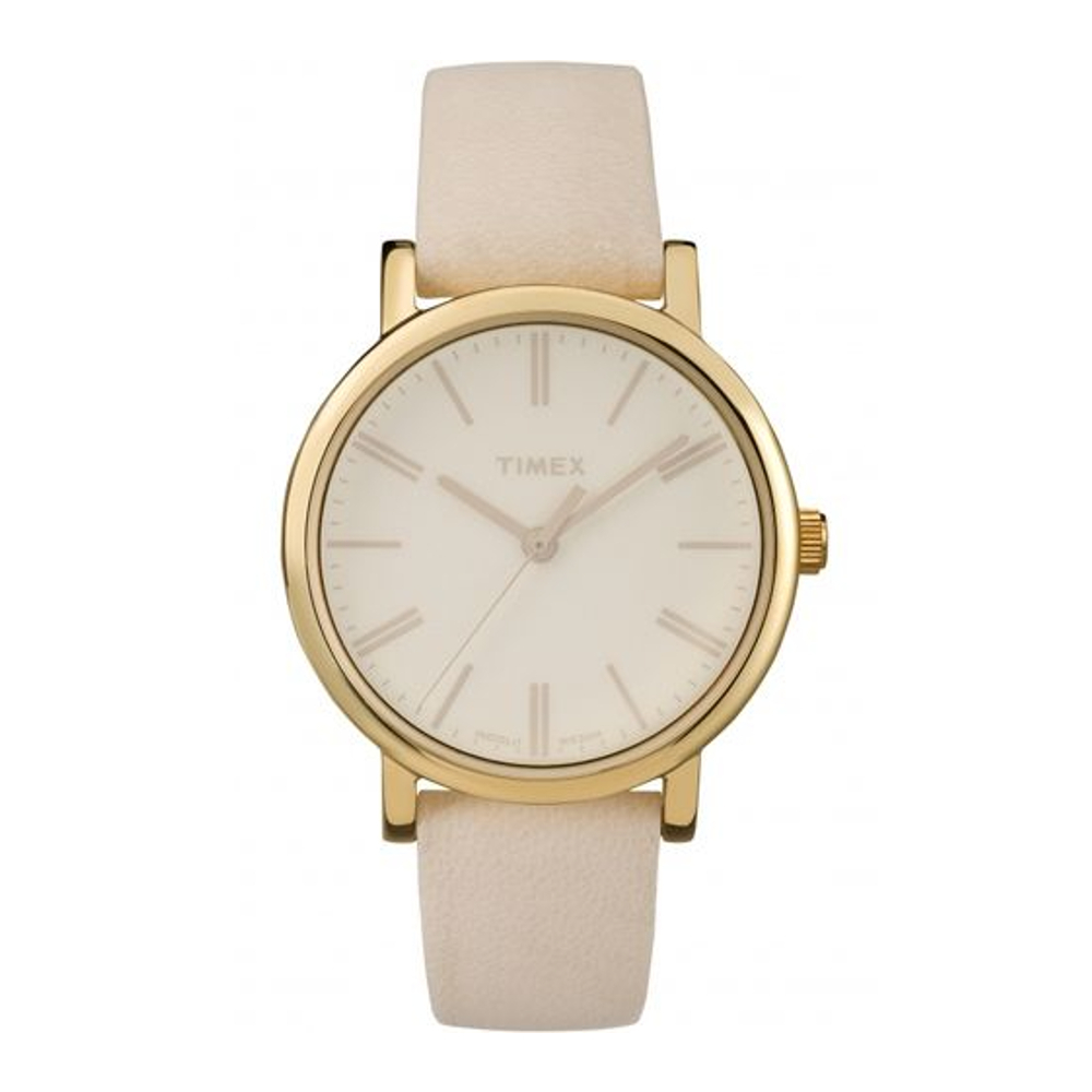 Timex TW2P96200 นาฬิกาข้อมือผู้หญิง สายหนัง สีแทน หน้าปัด 38 มม.