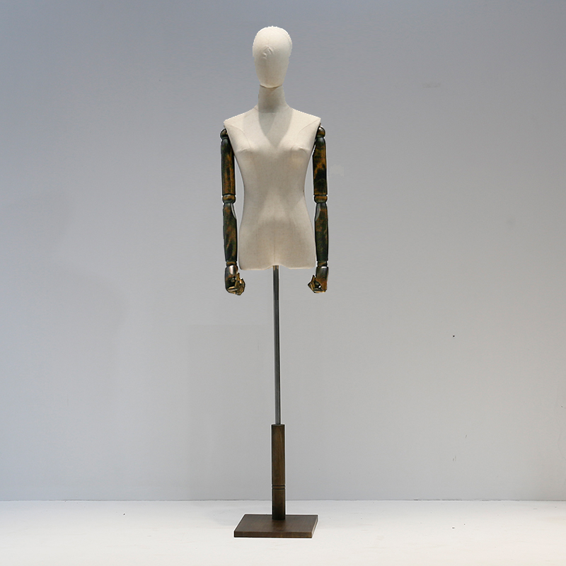 หุ่นโชว์เสื้อผ้าผู้หญิง หุ่นโชว์เสื้อผ้ามีแขน ฐานไม้แท้สัเข้มA5