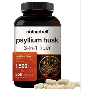 ✨️พร้อมส่ง✨️NatureBell Psyllium Husk 1500 mg, 360 Capsules