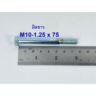 สกรูมิลขาวเกลียวไม่ตลอด ปะแจเบอร์14 ขนาด M10-1.25 x 75 (บรรจุ 50 ตัว)