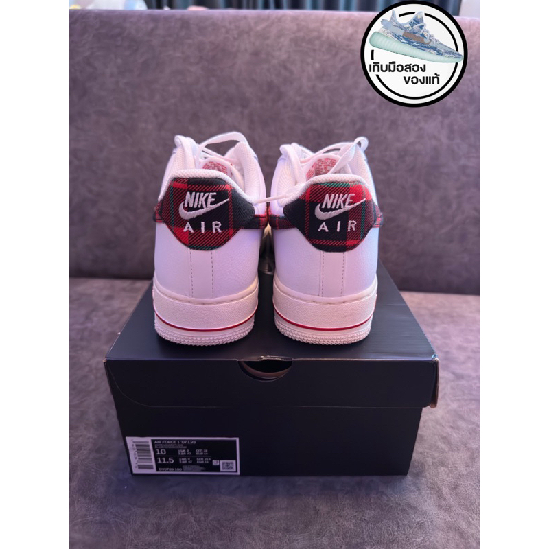 004037 👟 Nike Air Force 1 low '07 LV8  Tartan Plaid    White University Red