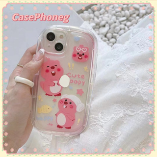 🍑CasePhoneg🍑การ์ตูน หมีน้อย สีชมพู iPhone 11 14 pro max ป้องกันการหล่น เส้นขอบโปร่งใส ขอบเต็ม case for iPhone 12 13