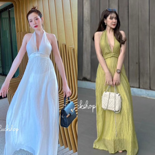 Ppickme•เดรสยาว คล้องคอสุดแซ่บ 💓 กระโปรงมีซับในนะคะ ผ้าจะออกพริ้วๆ