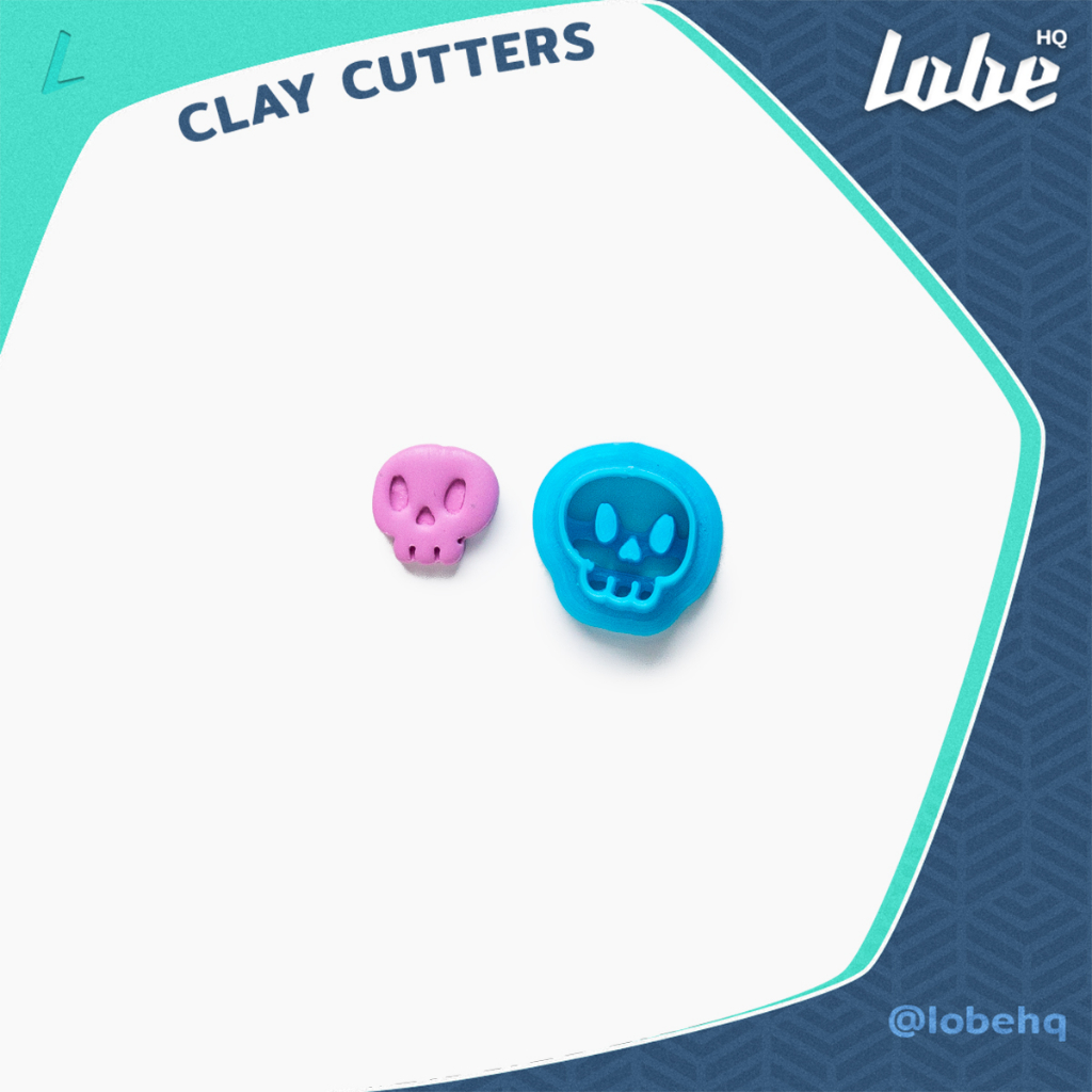 พิมพ์กดดินโพลิเมอร์รูปทรงหัวกระโหลก D/ Skull Shape D Polymer Clay Cutter by lobehq/ Clay Mold Tools