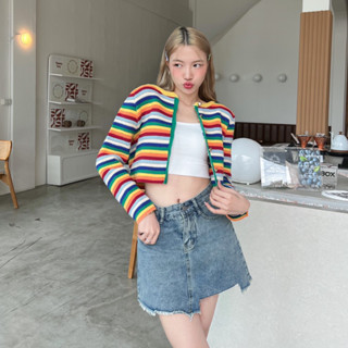 🍭ใส่โค้ด 3PCSSEP ลด 75.- บาท 3pcs.basket Rainbow Cardigan เสื้อคาดิแกน