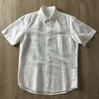 เสื้อเชิ้ตสีขาว UNIQLO MUJI GU ผ้าลินิน แขนสั้น แขนยาว คอปก