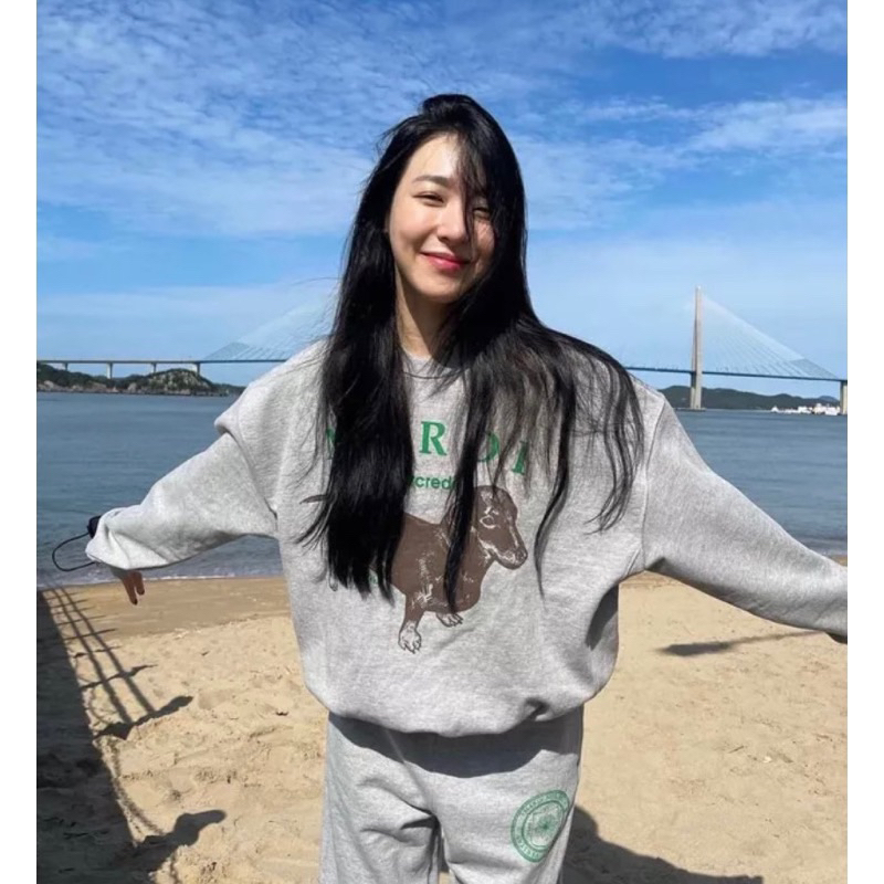 พร้อมส่ง 🇰🇷แท้ 💯% MARDI SWEATER SHIRT​​ อปก​ ครบ​  Free size SWEATER-SHIRT-DDANJI-GREY