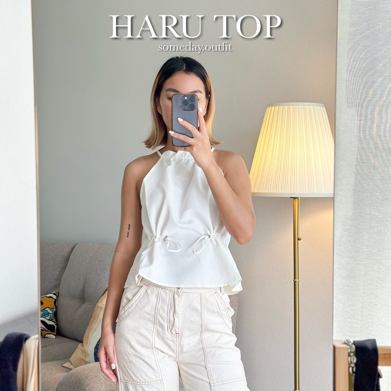 SOMEDAY : HARU TOP | เสื้อกล้ามสายเดี่ยว เชือกรูดเอวสไตล์เกาหลี