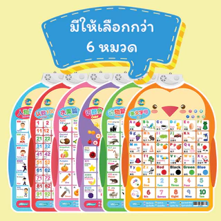 โปสเตอร์พูดได้ 2 ภาษาจีน-อังกฤษ มี 8 หมวดหมู่ ABC ตัวเลข กดแล้วมีเสียง มีเพลง เล่นเกมส์ ของเล่นเด็ก เสริมพัฒนาการ