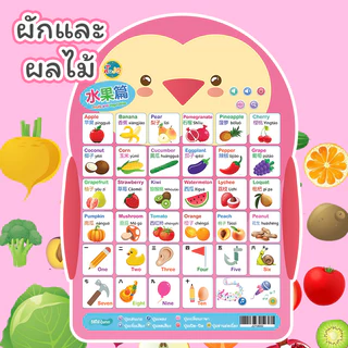 โปสเตอร์พูดได้ 2 ภาษาจีน-อังกฤษ มี 8 หมวดหมู่ ABC ตัวเลข กดแล้วมีเสียง มีเพลง เล่นเกมส์ ของเล่นเด็ก เสริมพัฒนาการ
