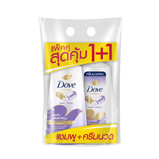 Dove โดฟ แชมพู แอนตี้ แฮร์ฟอล นอริชเม้นท์ สีม่วง 380 มล.+ คอนดิชั่นเนอร์ 380 มล.