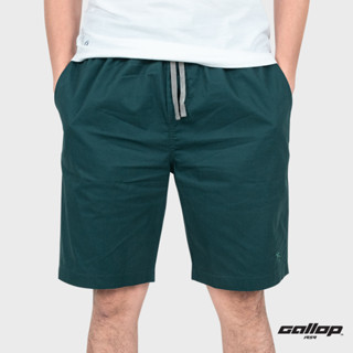 GALLOP : Mens Wear Twill SHORTS กางเกงขาสั้นเอวยางยืด รุ่น GS9027 โทนสี Fashion มี 2 สี เขียว,ฟ้าคราม