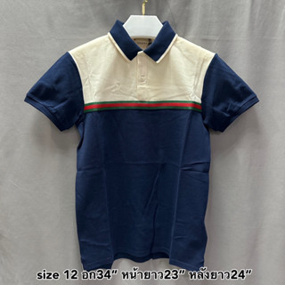 Gucci polo โปโล ของแท้ เสื้อ กุชชี่ เด็กโต ผู้หญิง ของขวัญ น้ำเงิน กรม ครีม แขนสั้น แบรนด์เนม