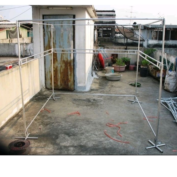 โครงเหล็กตลาดนัด โชว์เสื้อผ้าตลาดนัด ขนาด 2x2เมตร น้ำหนักเบาใส่ท้ายรถเก๋งได้ ถอดประกอบได้