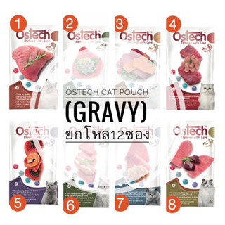 Ostech Cat Pouch in Gravy ออสเทค อาหารเปียกเกรดพรี่เมี่ยมในน้ำเกรวี่สำหรับแมว