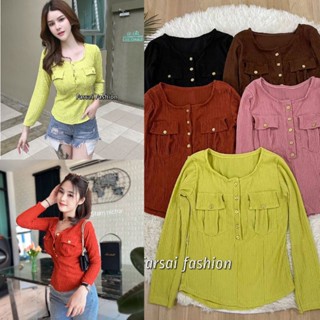 👉รุ่นใหม่  5 สี  เสื้อแขนยาวกระดุมทองผ้ายับ  ผ้าสวยนิ่มใส่สบายมากๆค่ะ