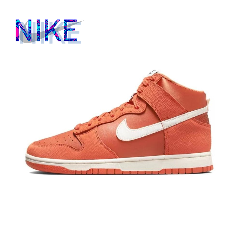 Nike Dunk High EMB รองเท้าผ้าใบผู้ชายกันลื่นสีส้ม