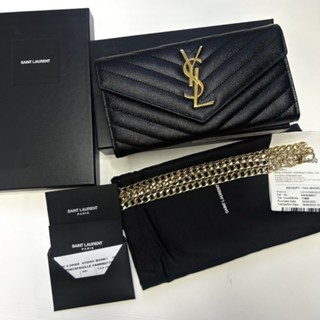 🎉🔥กระเป๋าสตางค์ใบยาว หรูหรามาก New  YSL Long wallet  อะไหล่ทอง