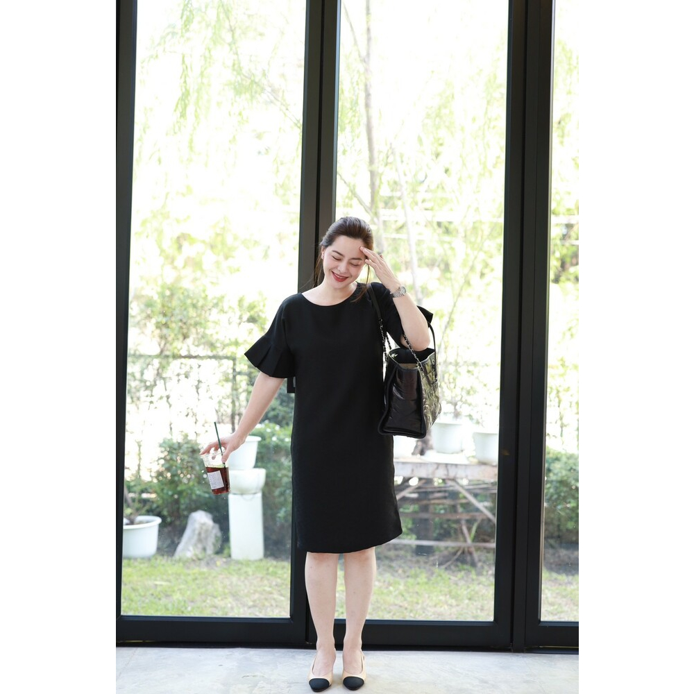 Dress Day แขนจีบ #สีดำ