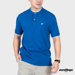 GALLOP : Mandarin Collar Tee เสื้อคอจีน ผู้ชาย ผ้าปิเก้ รุ่น GP9065 สี Roqal Blue - น้ำเงินเข้ม