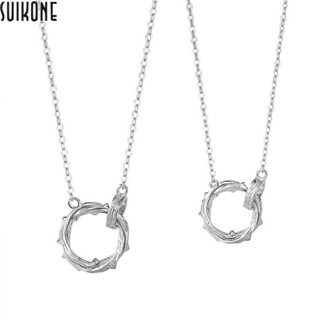 Suikone   สร้อยคอผู้ชายดีไซน์อินเทรนด์จี้ดอกกุหลาบและหนาม Unisex