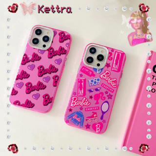 💜Kettra💜การ์ตูน Barbie doll สีชมพู iPhone 11 14 pro max ป้องกันการหล่น ขอบเต็ม หวานสวย เจ๋ง case for iPhone 12 13