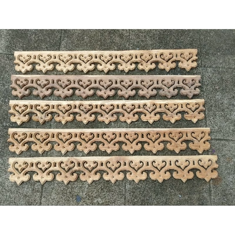 เชิงชายไม้สัก ลายพิกุล2 ชั้นก. 5นิ้ว ,ก 6 นิ้วหนา 1.5 cmย.100 cm (ราคา/ชิ้น)