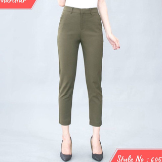 กางเกงขายาว 9 ส่วน Maristar : No.6053  | Cropped​ Pants Fabric : Double Poplin เนื้อผ้านุ่มและยืดหยุ่น​ได้ดีมาก ใส่สบาย