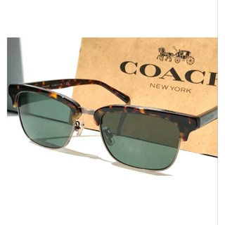 แว่นตากันแดด NEW COACH Dark Tortoise Semi-Rimless Dark Green Gradient Lens Sunglass HC8287