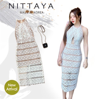 ราคาถูกที่สุด!! NITTAYA เดรสลูกไม้คอเต่าแขนกุด