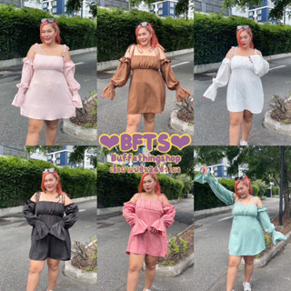 BFTS🧡 สาวอวบ พร้อมส่ง KiKi เดรสสายเดี่ยวผูกไหล่ ต่อแขนระบาย สม็อคหลังยางยืด ผ้าด็อบบี้น่ารักมาก สายสามารถผูกปรับได้