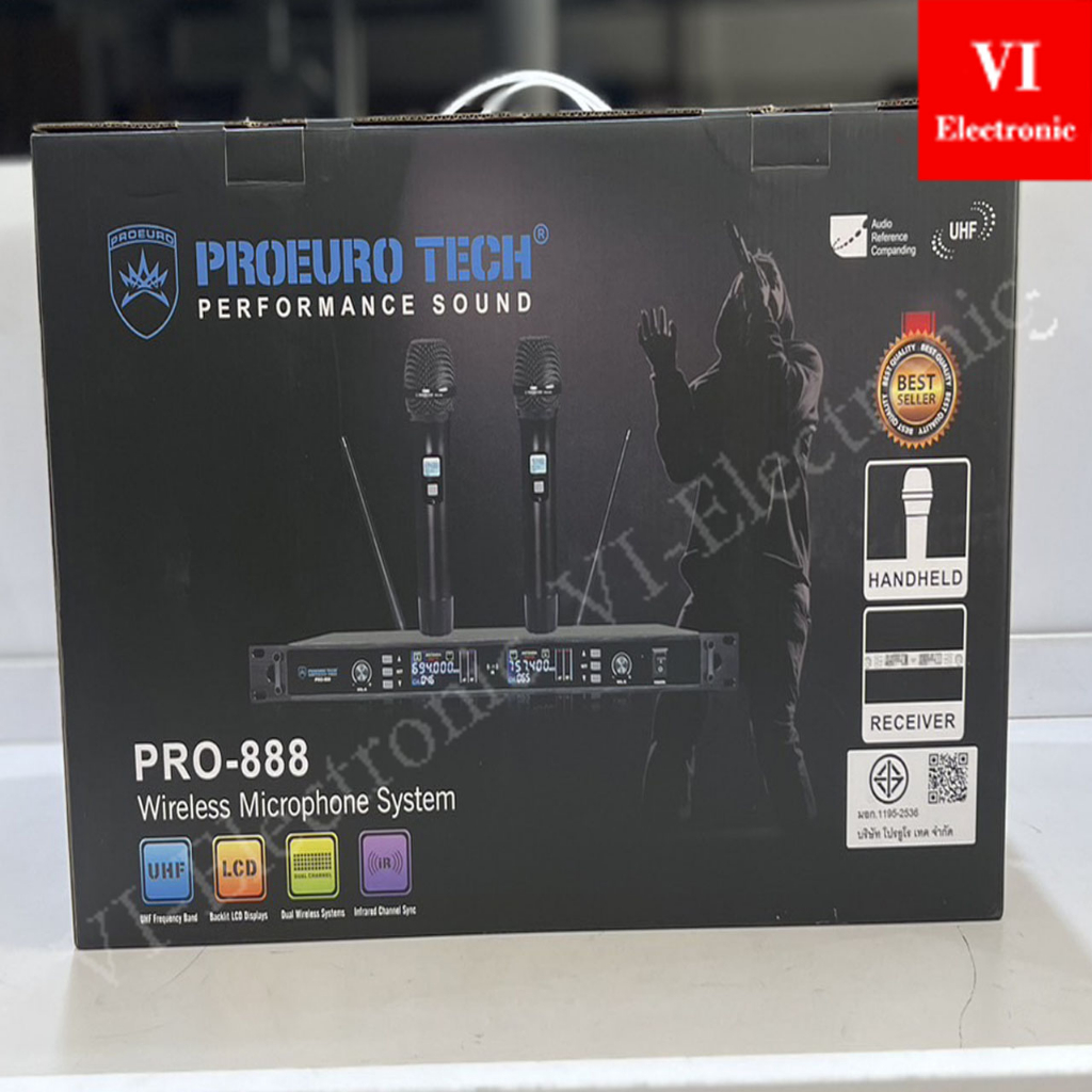 ไมค์ลอยคู่ PROEUROTECH PRO 888 ไม่มีกระเป๋า