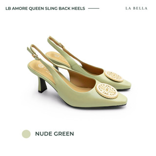 LA BELLA รุ่น LB AMORE QUEEN  SLING BACK HEELS - NUDE GREEN