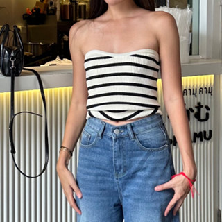 SEOUL SEEN Striped Strapless Top เกาะอกผ้า ribbed