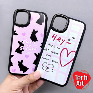 VivoV27(5G)/Y11/Y12/Y15/Y17/Y20/Y20s/Y12s/Y21(2021)/Y22(2022)เคสนิ่ม TPU กันเลนส์กล้องเงา ด้านหลังพิมพ์ลายการ์ตูนดำ ชมพู