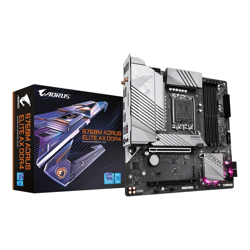 MAINBOARD  GIGABYTE B760M AORUS ELITE AX DDR4 (REV. 1.0) (SOCKET LGA 1700) (MICRO-ATX)