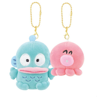 เซ็ตพวงกุญแจตุ๊กตา Sanrio Nikonui แบบ Hangyodon &amp; Sayuri ตรงแก้มมีแม่เหล็ก ดูดติดกันได้ ขนาด 18 x 15 x 5 ซม.