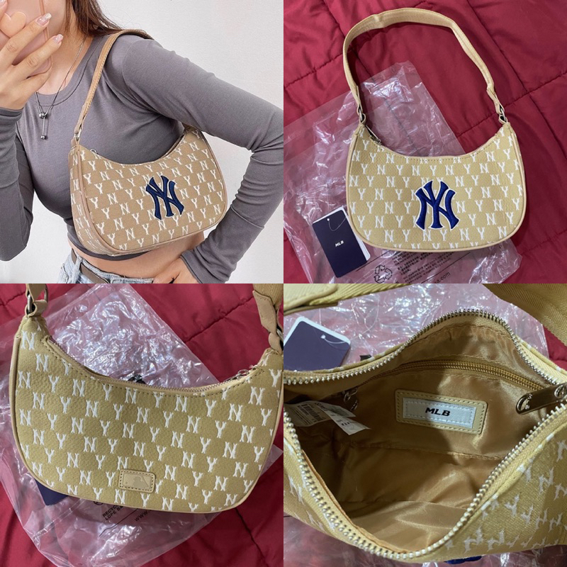 USED ONCE กระเป๋า MLB NEW YORK YANKEES สีเบจ